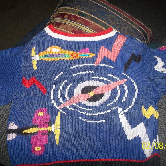 BEREK ONE OF A KIND, VINTAGE 1989 AIRPLANE SWEATER, PIMA COTTON KNITTED BY HAND - Picture 6 of 9